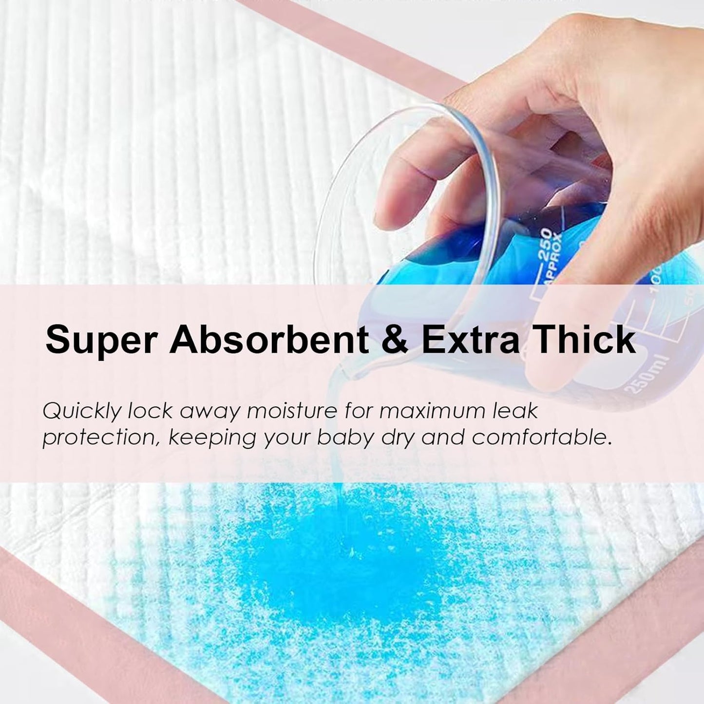 Pink Puppy Pee Pads, 24"x 24" 40 Count Disposable Puppy Pee Pad for Pet Toilet Training, Super Absorbent & Thick, Leak-Proof, Quick-Dry, Pet Potty Pads for Puppies, Dogs, Cats, Rabbits