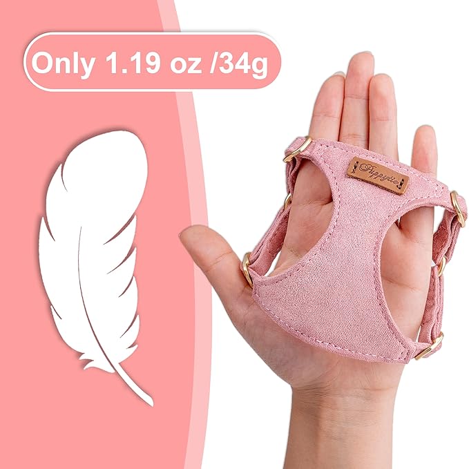 Puppytie No Pull XXS Puppy Harness with Multifunction Dog Leash,Soft Adjustable No Choke Escape Proof Pet Harness Vest,Pink,XXS