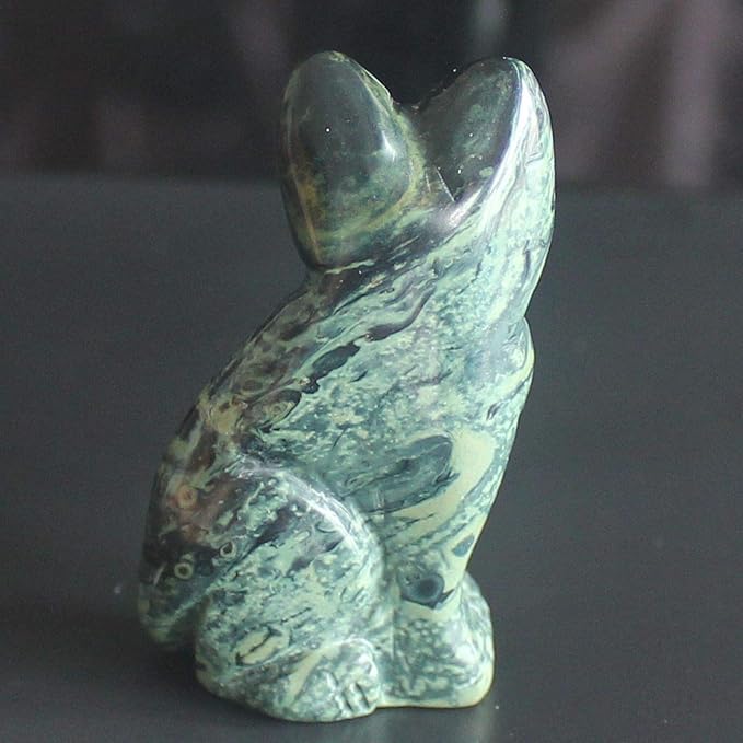 2'' Hand Carved Mixed gemstom cat Figurine Animal Carving (kambaba Jasper)