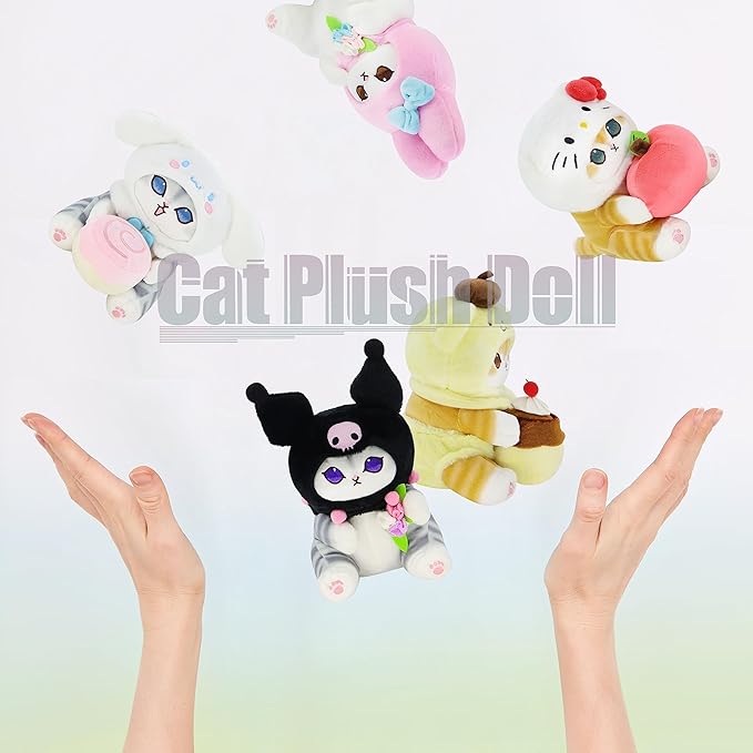 Kawaii Shark Cat Plush Toy Stuffed Animal Doll, Soft Pillow for Boys & Girls (Cat-B, 20cm/7.8in)