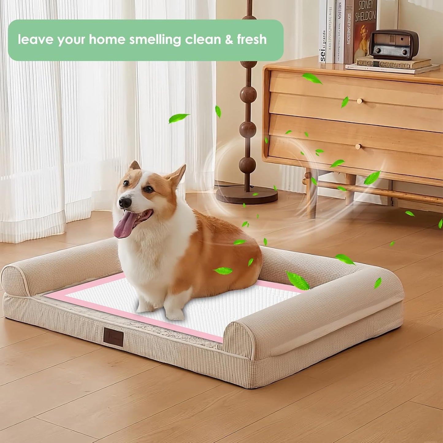 Pink Puppy Pee Pads, 18"x 24" 50 Count Disposable Puppy Pee Pad for Pet Toilet Training, Super Absorbent & Thick, Leak-Proof, Quick-Dry, Pet Potty Pads for Puppies, Dogs, Cats, Rabbits