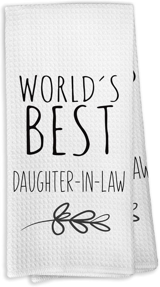 World's Best Daughter in Law Kitchen Towels, Daughter in Law Gifts, Daughter in Law from Mother in Law, Daughter in Law Birthday Gifts Tea Towels Kitchen Hand Towels 16x24 Inch