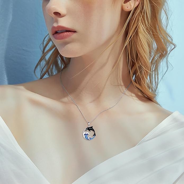 POPLYKE Spider/Butterfly/Fox/Killer Whale/Pande/Shark/Cat/Owl/Mermaid/Dragonfly Necklace 925 Sterling Sliver Animal Necklace Pendant Jewelry Gifts for Women