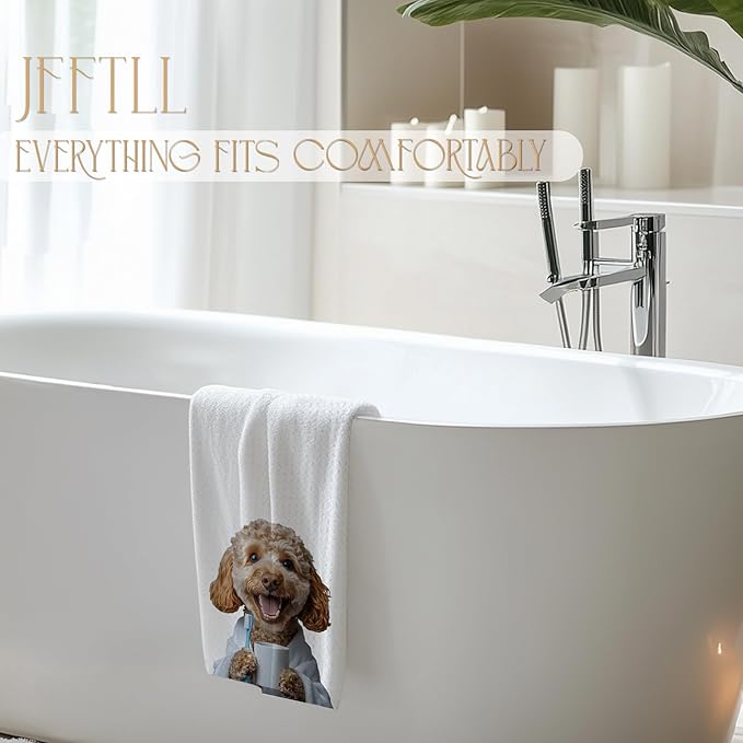 Poodle Gifts Bath Hand Towels, Funny Bathrobe Poodle Hand Towels for Bathroom Washroom Restroom Decor, Dog Bathroom Decor, Gifts for Women Dog Lover, 16x24 Inch