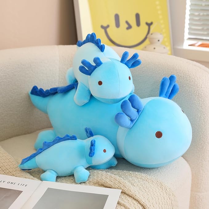 SQEQE Weighted Axolotl Plush Toy, Blue Axolotl Stuffed Animals Cute Plush Pillow, Kawaii Weighted Stuffed Animals Gifts for Girls & Boys Blue 23.6 Inch, 3.1 Lbs