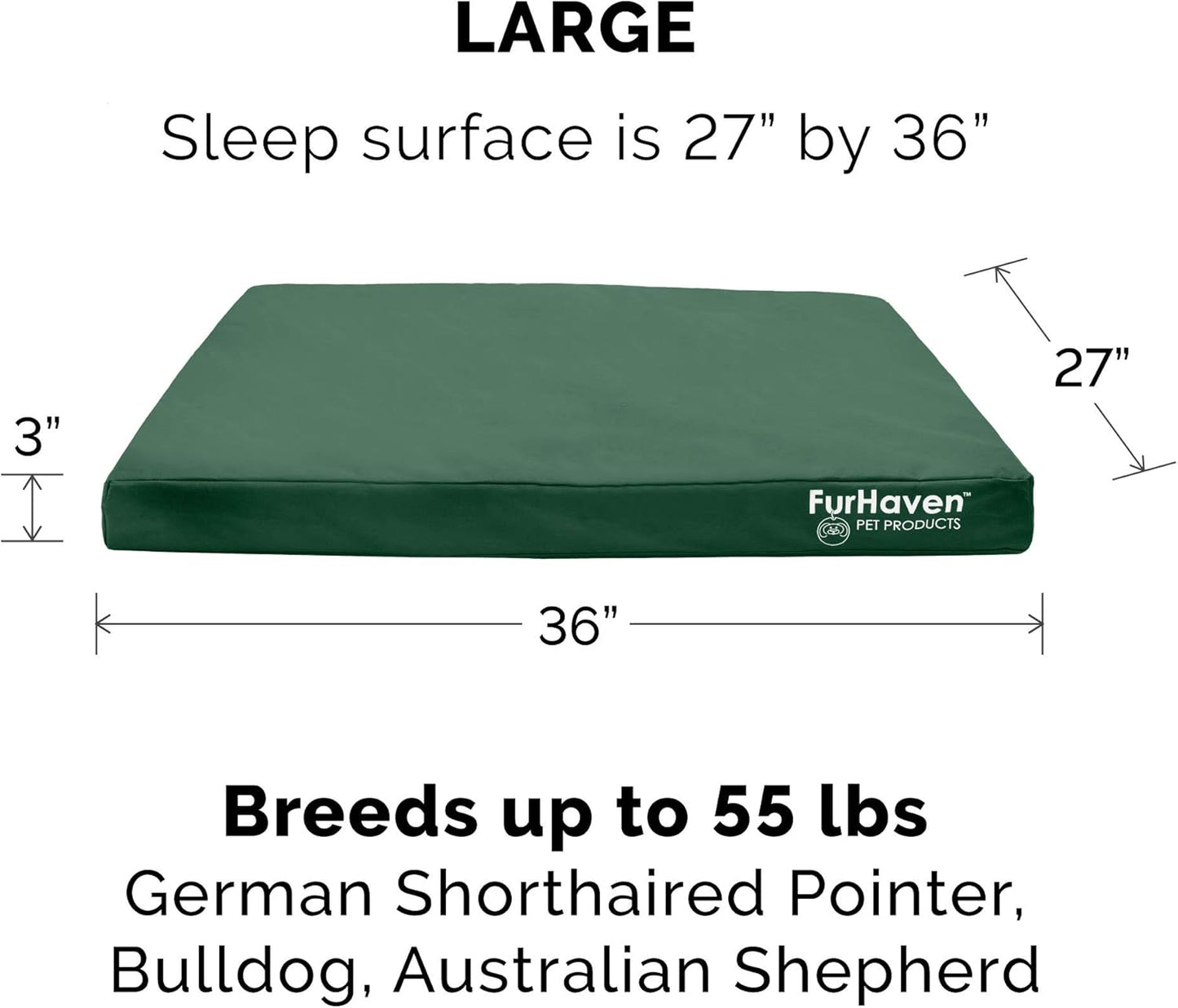 Furhaven Water-Resistant Cooling Gel Dog Bed for Large/Medium Dogs w/ Removable Washable Cover, For Dogs Up to 55 lbs - Indoor/Outdoor Logo Print Oxford Polycanvas Mattress - Forest, Large