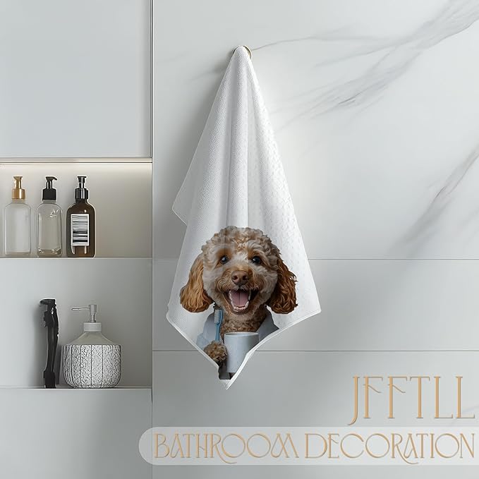 Poodle Gifts Bath Hand Towels, Funny Bathrobe Poodle Hand Towels for Bathroom Washroom Restroom Decor, Dog Bathroom Decor, Gifts for Women Dog Lover, 16x24 Inch