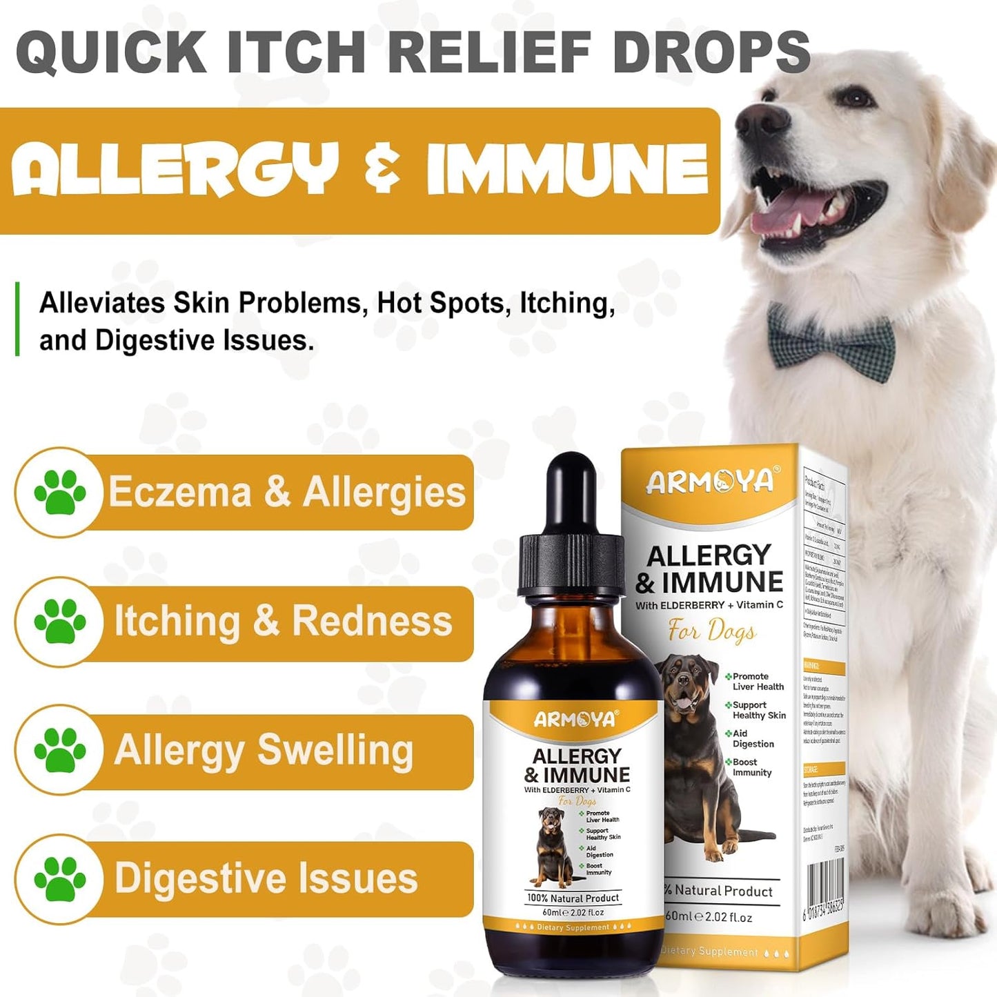 Allergy Relief Drops for Dogs - Allergy and Immune - Immune Support Supplement - Dog Supplement - Natural Pet Supplement for Dog Allergy Relief with Turmeric & Milk Thistle