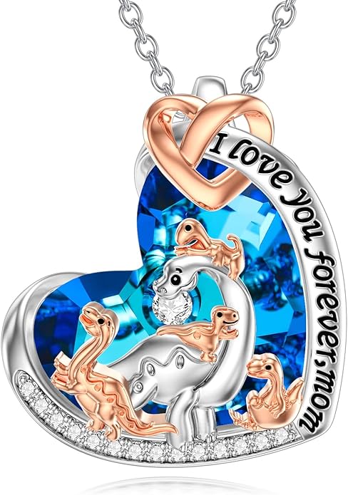 Mothers Day Gift for Mom 925 Sterling Silver Mama Bear/Dinosaur/Cat/Bird/Chicken Necklace with 1 2 3 4 5 Cubs Jewelry for Women Wife Grandma