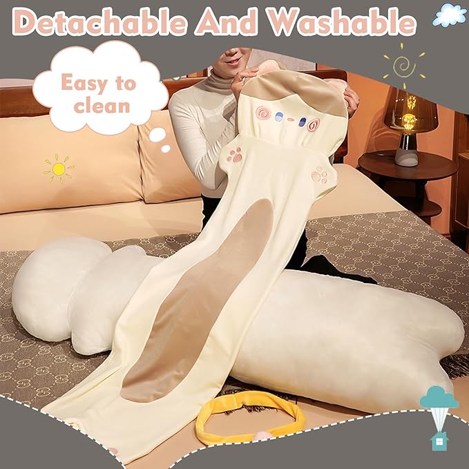 Long Cat Plush Pillow, 27.6inches Cute White Cat Plushie Stuffed Animals Body Pillow, Kawaii Kitten Soft Plushie Doll Toy Birthday Gift for Kids Boy Girlfriend