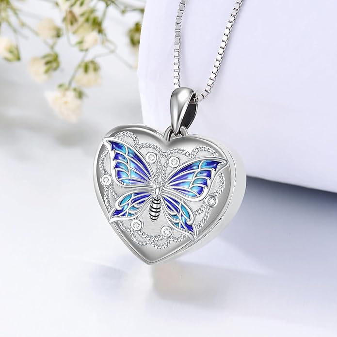 WINNICACA S925 Sterling Silver Heart Lockets Necklace That Holds Pictures Jewelry for Women Photo Pendant Necklace for Birthday Gifts