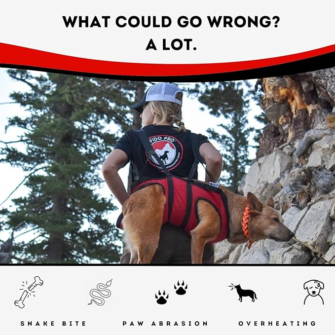 Fido Pro Airlift Emergency Dog Rescue Sling - Lightweight, Packable Dog Sling for Extra Large Dogs with 8-Point Support System for Safe Transport - Ideal for Hiking, Skiing - Fits Dogs 70-160 lbs