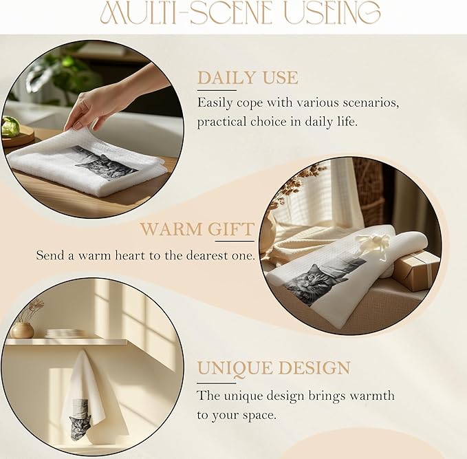 Funny Toilet Newspaper Cat Bathroom Hand Towels, Cat Mom Lady Lovers Gifts, Cute Kitty Kitten Hand Towels for for Bathroom Washroom Restroom Decor, 16x24 Inch Set of 2