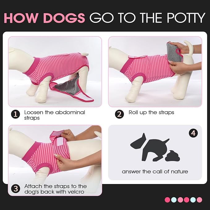 FUAMEY Recovery Suit for Dogs After Surgery,Soft Breathable Dog Bodysuit E-Collar & Cone Alternative Surgical Suit,Male Female Dog Neuter Spay Suits Anti Licking Wounds Onesie Rose Stripes L