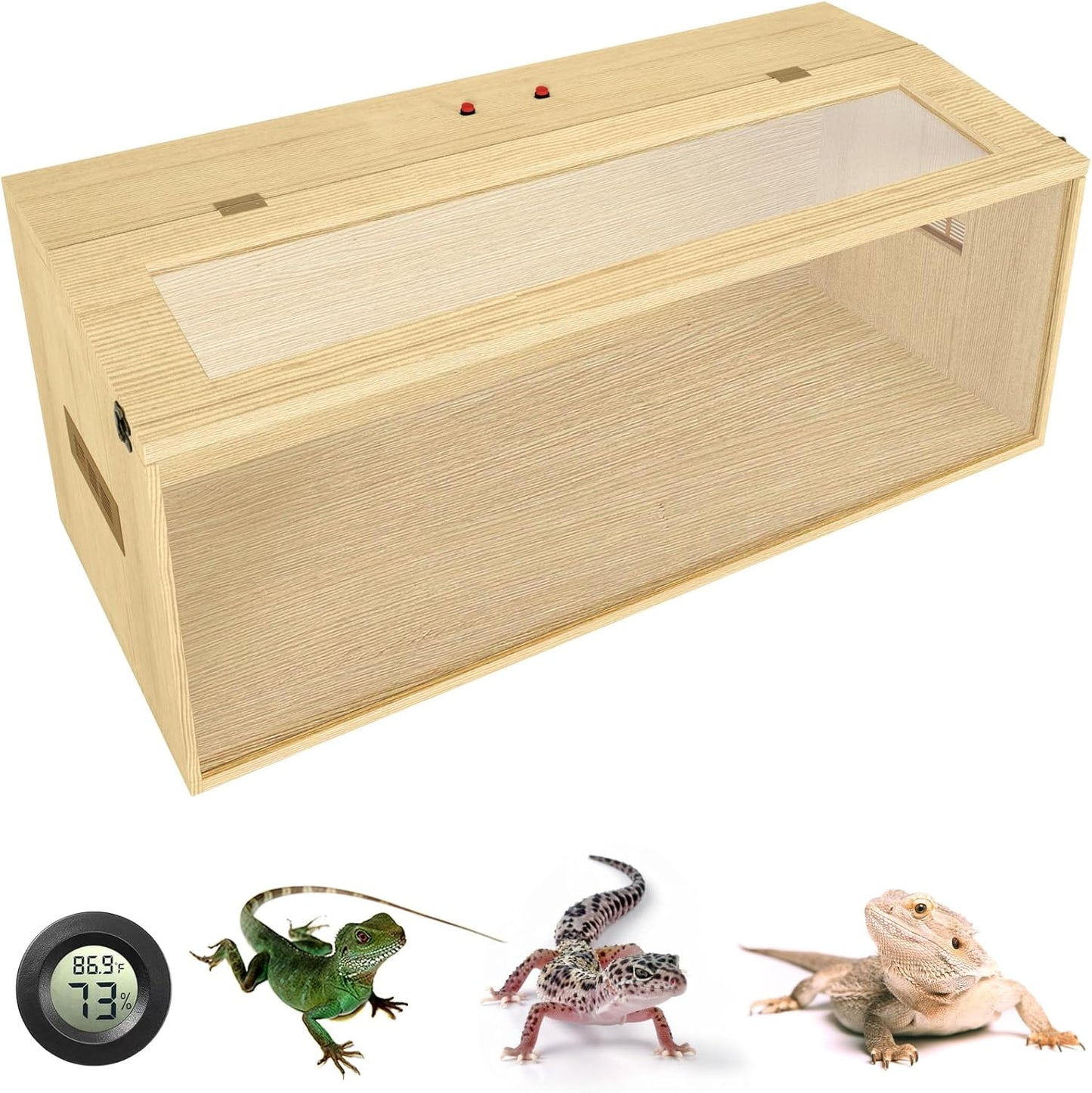 80 Gallon Reptile Terrarium, Large Snake Enclosure, Lizard and Leopard Gecko Tank With Openable Roof Door, Lockable Bearded Dragon Enclosure (Wooden, 48" L x 20" W x 20" H)
