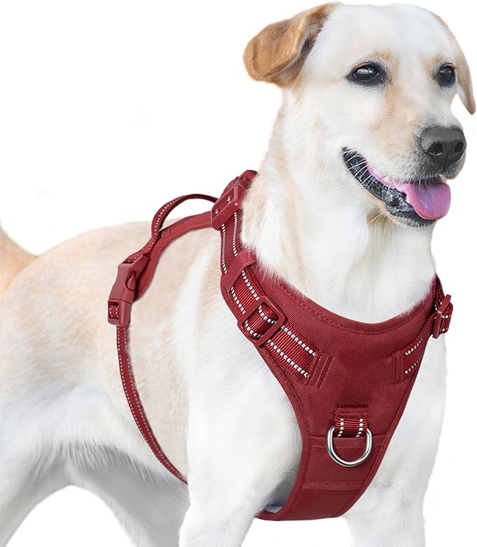No Pull Dog Harness, Reflective Puppy Vest for Small Medium Large Sized Dog(Burgundy Red,M)