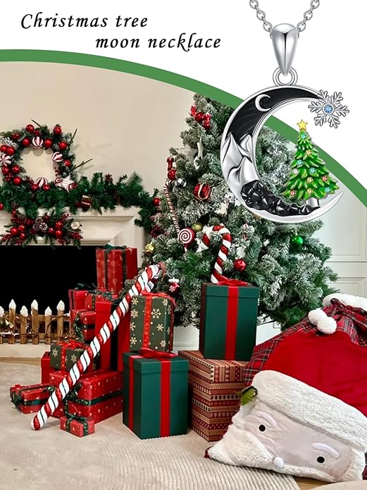 Gothic Jewelry Bat/Cat/Wolf/Dragon/Owl/Fox/Spider/Sun Pendant Sterling Silver Crescent Moon Necklace for Women Girls Black Jewelry Gifts