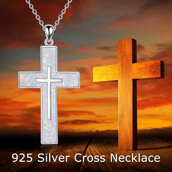 YFN Cross Necklace Sterling Silver Religious Cross Pendant Jewelry Christian Gifts for Women Men