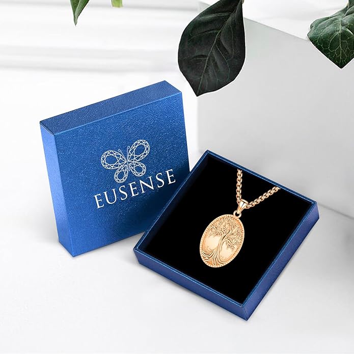 Picture Locket Necklace for Women Men Rose 14K Real Gold 925 Sterling Silver Jewelry Heart Locket Necklace that Holds Pictures Tree of Life Viking Wolf Celtic Knot St Christopher St Michael Pendant