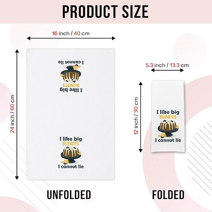 Funny Baking Kitchen Towels I Like Big Bundts I Cannot Lie Cleaning Cloth Funny Sayings Humorous Dish Towels Farmhouse Kitchen Decor Sweet Housewarming Gifts for Women Men Chef Bake Lover