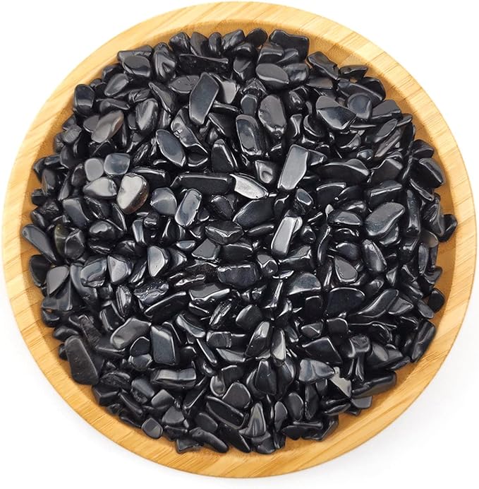 WAYBER 1 Lb/460g Black Obsidian Quartz Crystal Stones Irregular Decorative Rocks Aquarium Pebbles Gravels for Fish Turtle Tank/Succulent Plants/Air Plants Decoration (Fill 1 Cup)