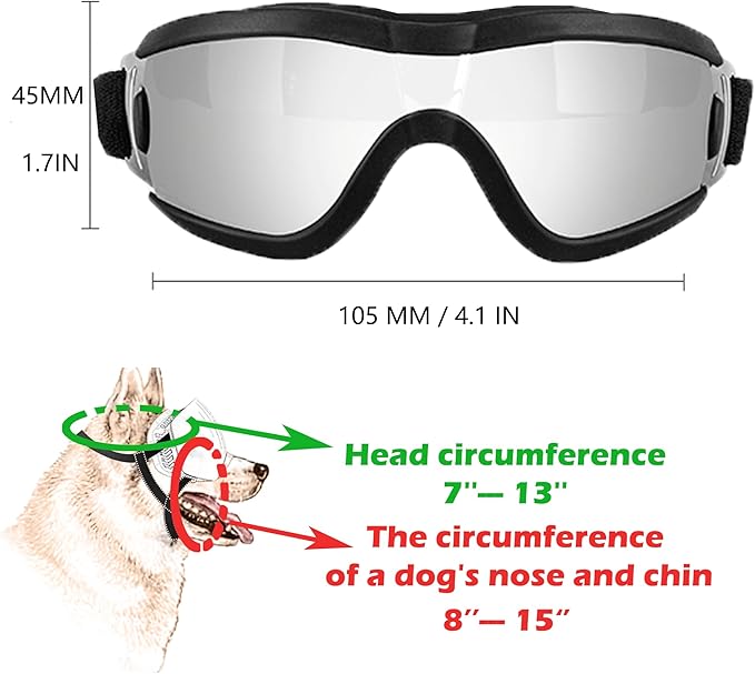 Small Dog Sunglasses with Adjustable Strap UV Protection, Winproof Puppy Sunglasses, Suitable for Dogs Eyes Protection，Soft Dog Goggles