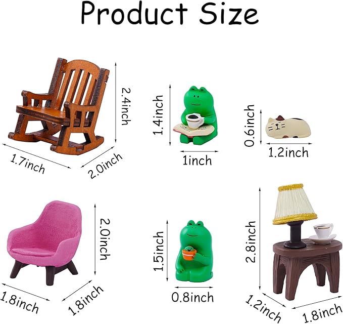 Miniature Frog Figurines Statue - Cute Frog Decor for Desk and Bedroom, Gifts for Frog Lovers Cute Home Office Desk Decor