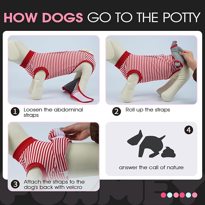 FUAMEY Dog Recovery Suit Male,Dogs Surgery Neuter Suits Puppy Spay Shirts for Female Protect Dog's Skin Anti Licking Abdominal Wounds Doggie Onesie Pet Bodysuit Alternative to Cone Red Stripes L