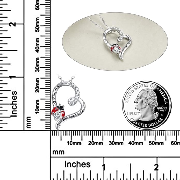 POPLYKE Ladybug Necklace for Women Sterling Silver Ladybug Jewelry Gifts for Mother Daughter