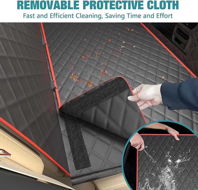 Waterproof Dog Car Seat Cover for Back Seat – Heavy Duty Back Seat Extender for Dogs with Hard Bottom, 7-Layer Protection, Non-Slip & Scratchproof, Easy to Install (Red)