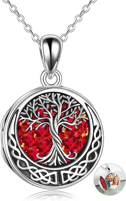 ONEFINITY Tree of Life Locket Necklace Sterling Silver Locket Necklace That Holds Pictures Tree of Life Locket Pendant for Women Wife Girlfriend
