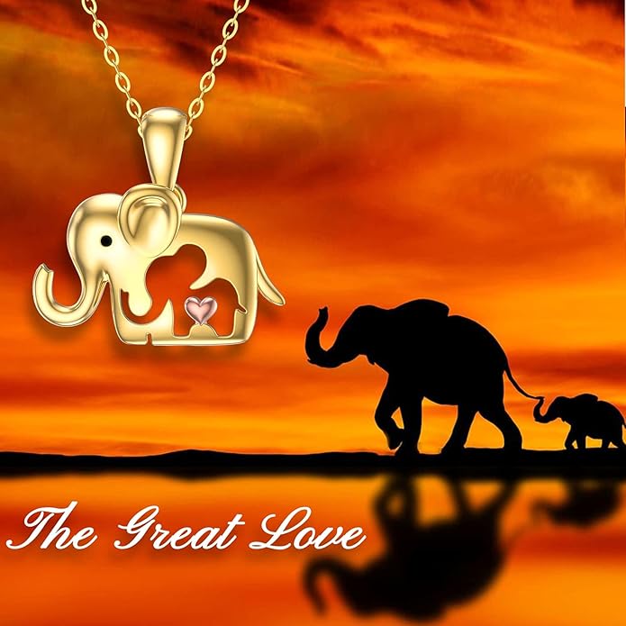 WSX 14K Real Gold Animal Necklace for Women, Bear/Cat/Rabbit/Elephant/Horse Pendant Charm Jewelry Gifts Mother Day Valentine Christmas