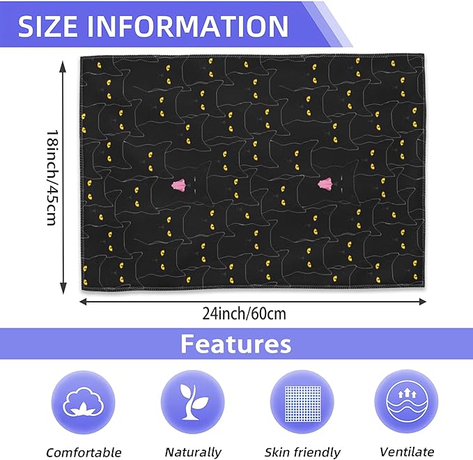 Funny Cat Hand Towels Set of 2,Black Cats Bath Hand Towels for Bathroom Decorative Soft Absorbent Dish Towels for Kitchen Bathroom Gym Hotel Spa Sport 16x24 Inches