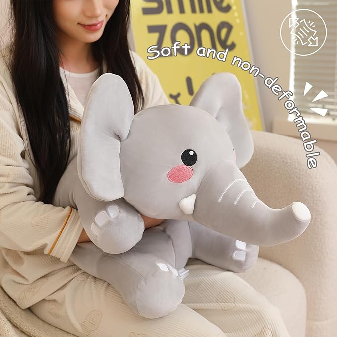 SQEQE Weighted Elephant Plush, Weighted Elephant Stuffed Animal, Cute Plushies Soft Pillow Toy Gift for Kids Adults 9.8 Inch, 0.8 Lbs