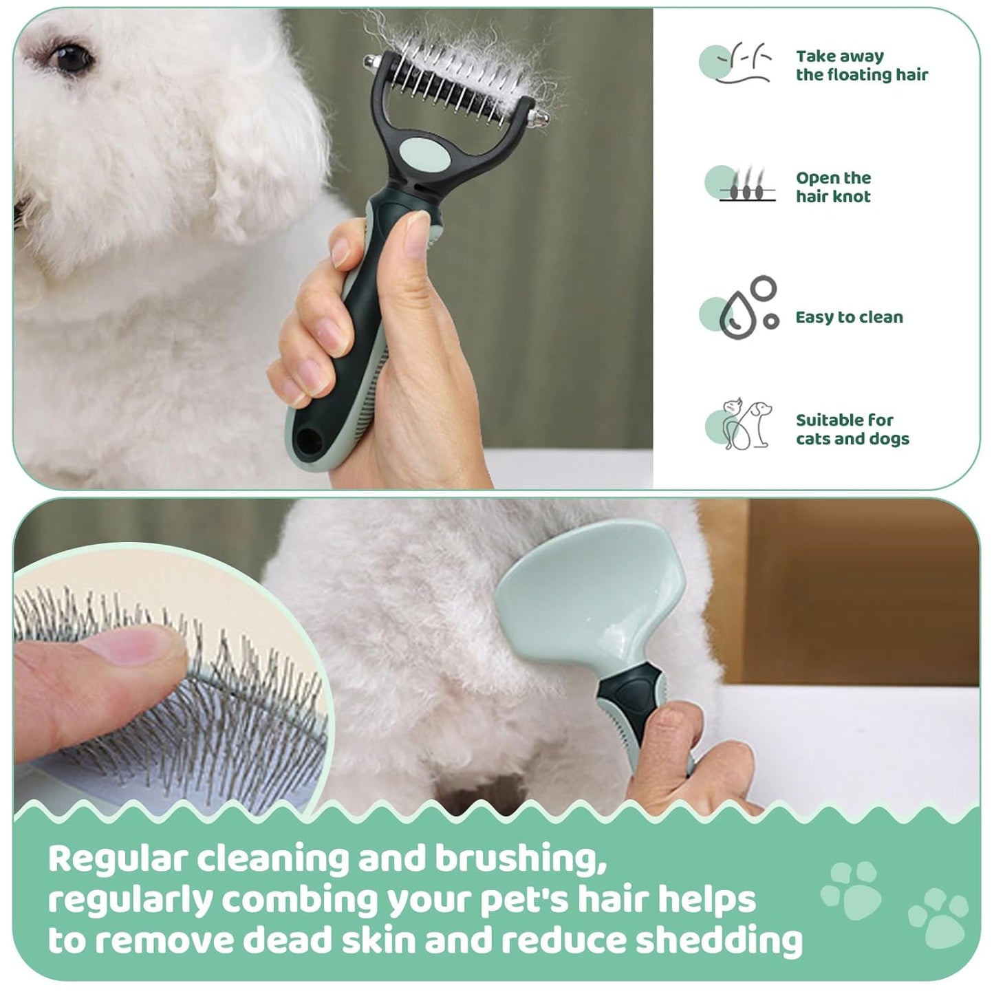 8-in-1 Pet Grooming Kit for Dogs & Cats - Includes Slicker Brush, Nail Clippers, Comb, Scissors, Toothbrush & Collapsible Bowl - Deshedding, Hair Trimming & Care Set, Travel Bag