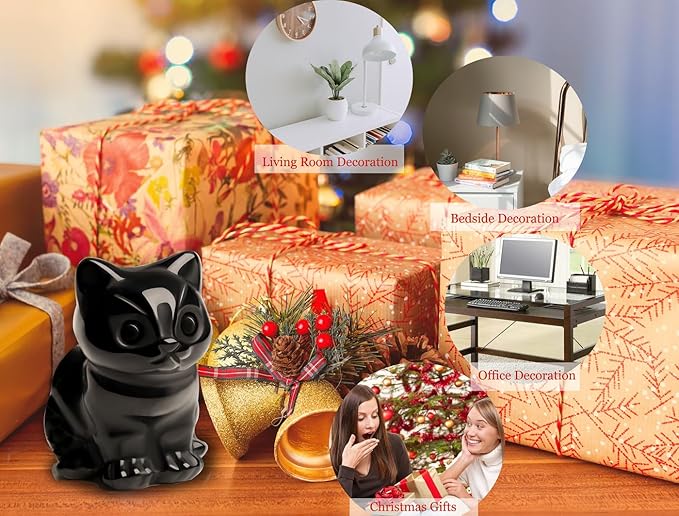 DUQGUHO Cat Decor Black Obsidian Cat Crystal Figurines Crystals Gifts for Cat Lovers Men Women Lucky Cute Cat Statue for Room Desk Decor 1PC