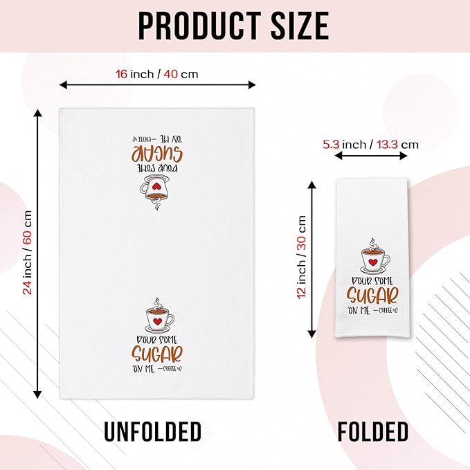 Funny Coffee Dish Towels Pour Some Sugar on Me Soft Kitchen Towels Funny Kitchen Decor Dishcloths Sweet Housewarming Gifts for New Home Hilarious Birthday Gifts for Coffee Lover Chef Friend