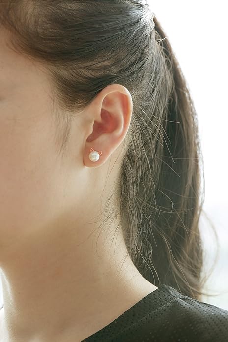 Wicary Cat Earrings Sterling Silver Pearl Earrings for Women Cat Stud Earring for Cat Lovers
