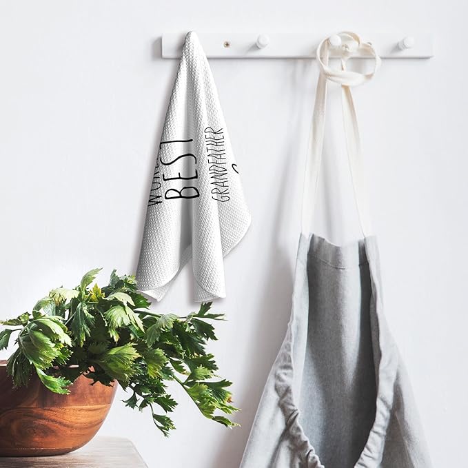 World's Best Grandfather Kitchen Towels, Best Grandfather Gifts for Grandpa, Grandfather Gifts from Children, Grandfather Father's Day Birthday Gifts Tea Towels Kitchen Hand Towels 16x24 Inch