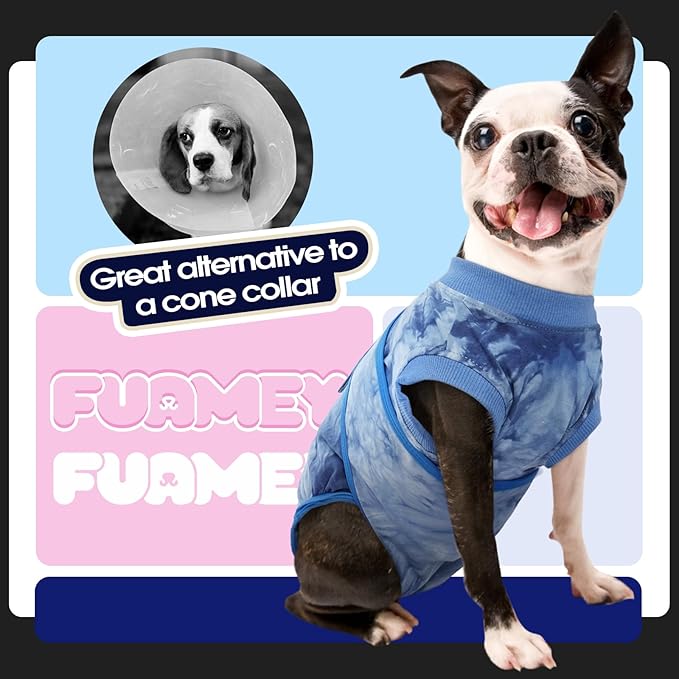 FUAMEY Recovery Suit for Dogs After Surgery,Soft Breathable Dog Bodysuit E-Collar & Cone Alternative Surgical Suit,Male Female Dog Neuter Spay Suits Anti Licking Wounds Onesie Blue Tie Dye M