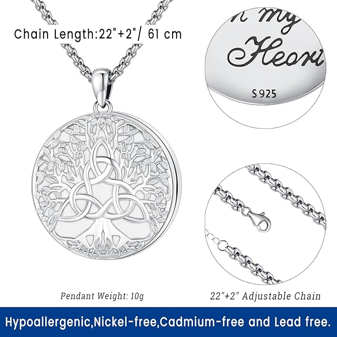 Picture Locket Necklace for Women Men Rose 14K Real Gold 925 Sterling Silver Jewelry Heart Locket Necklace that Holds Pictures Tree of Life Viking Wolf Celtic Knot St Christopher St Michael Pendant