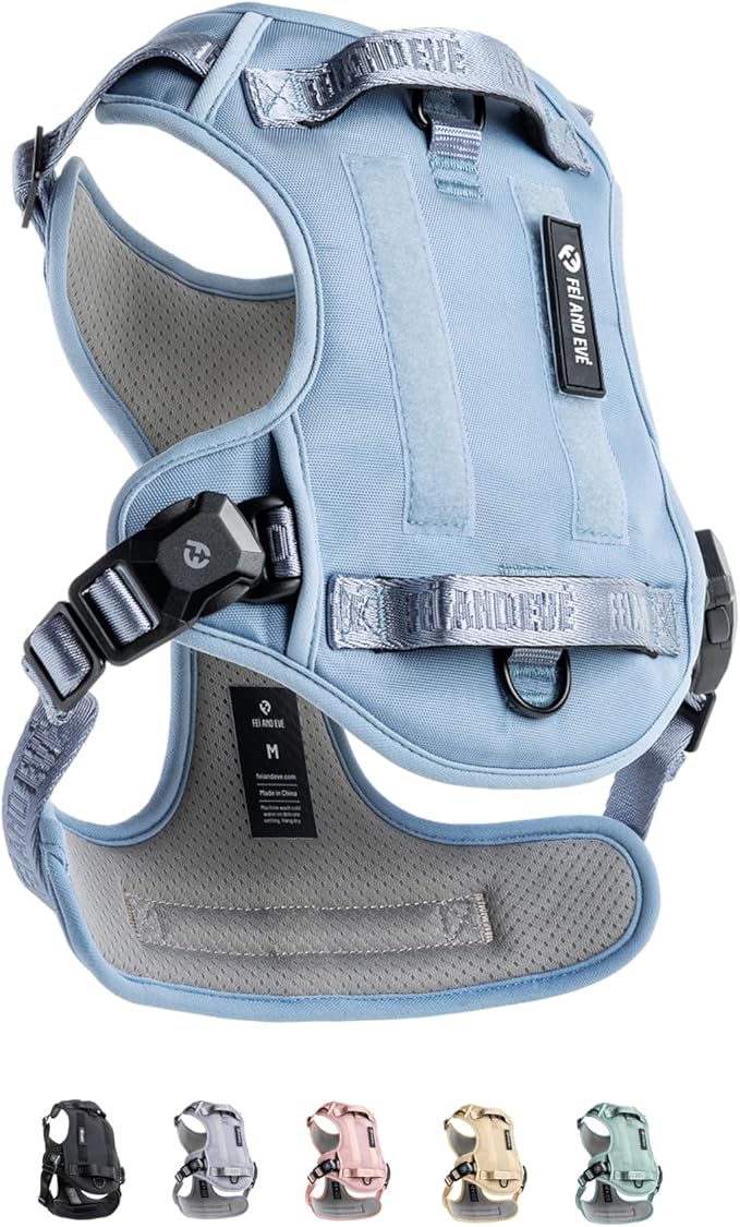 2025 New Edition, Fei & Eve MagEase Dog Harness - 3-Second Magnetic Buckles | 3-Point No-Pull Control | Heavy-Duty 900D Nylon | Dual Safety Handles | Breathable Mesh | Adjustable Fit | Medium, Blue