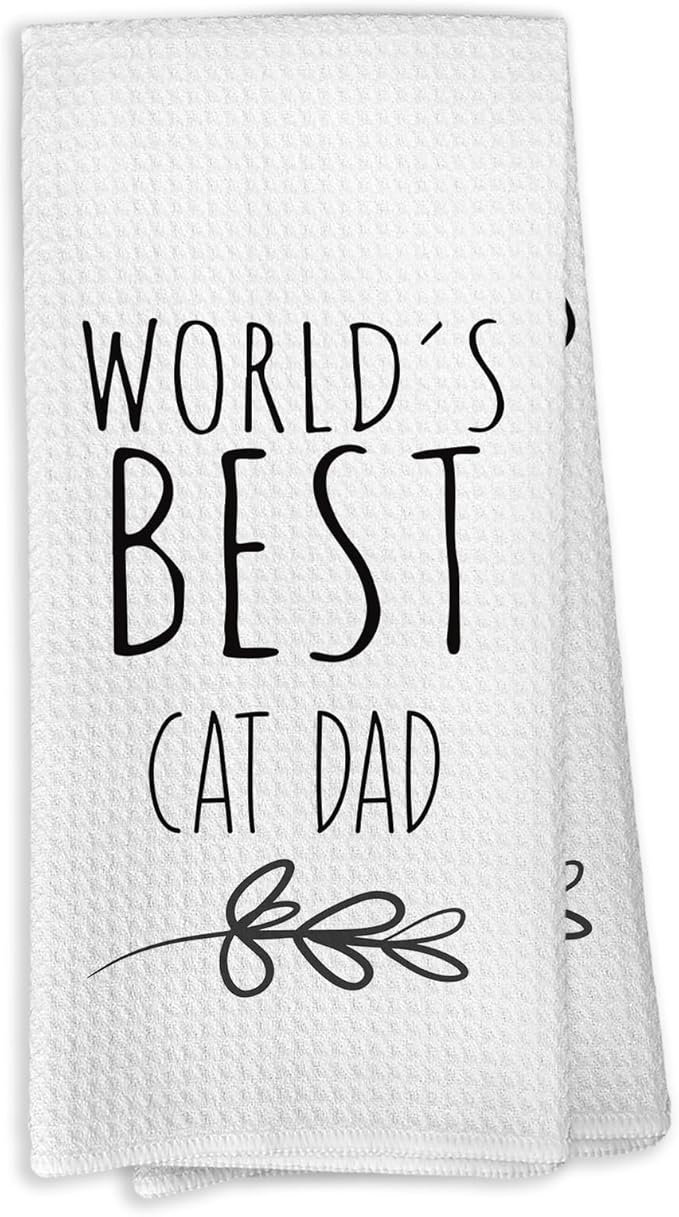 World's Best Cat dad Kitchen Towels, Cat dad Gifts for Cat Mom Cat Owner Cat Lovers, Cat dad Gifts from Kids Children, Cat dad Father's Day Birthday Gifts Tea Towels Kitchen Hand Towels 16x24 Inch