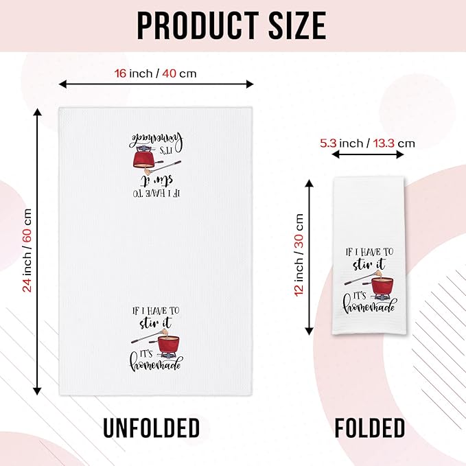 Funny Sayings Kitchen Towels If I Have to Stir It It's Homemade Dish Towels Funny Towels Gifts for Farmhouse Kitchen Decor Novelty Housewarming Gifts for Women Men Housewife Chef Friend