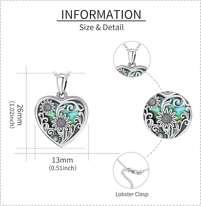 YFN Locket Necklace 925 Sterling Silver Heart Locket Necklace that Holds Pictures for Women Jewelry Gifts