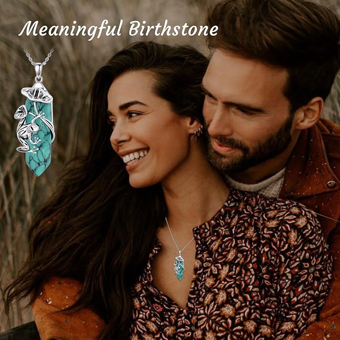 Frog Necklace 925 Sterling Silver Frog Pendant Birthstone Quartz Jewelry Gift for Women s Mom