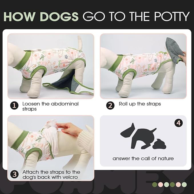 FUAMEY Dog Recovery Suit Male,Dogs Surgery Neuter Suits Puppy Spay Shirts for Female Protect Dog's Skin Anti Licking Abdominal Wounds Doggie Onesie Pet Bodysuit Alternative to Cone Rabbit Flower XS