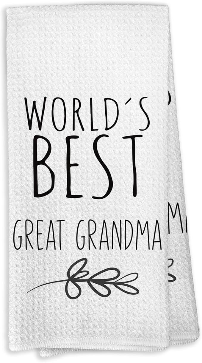 World's Best Great Grandma Kitchen Towels, Best Gifts for Great Grandmother, Great Grandma Gifts from Children, Great Grandma Mother's Day Birthday Gifts Tea Towels Kitchen Hand Towels 16x24 Inch