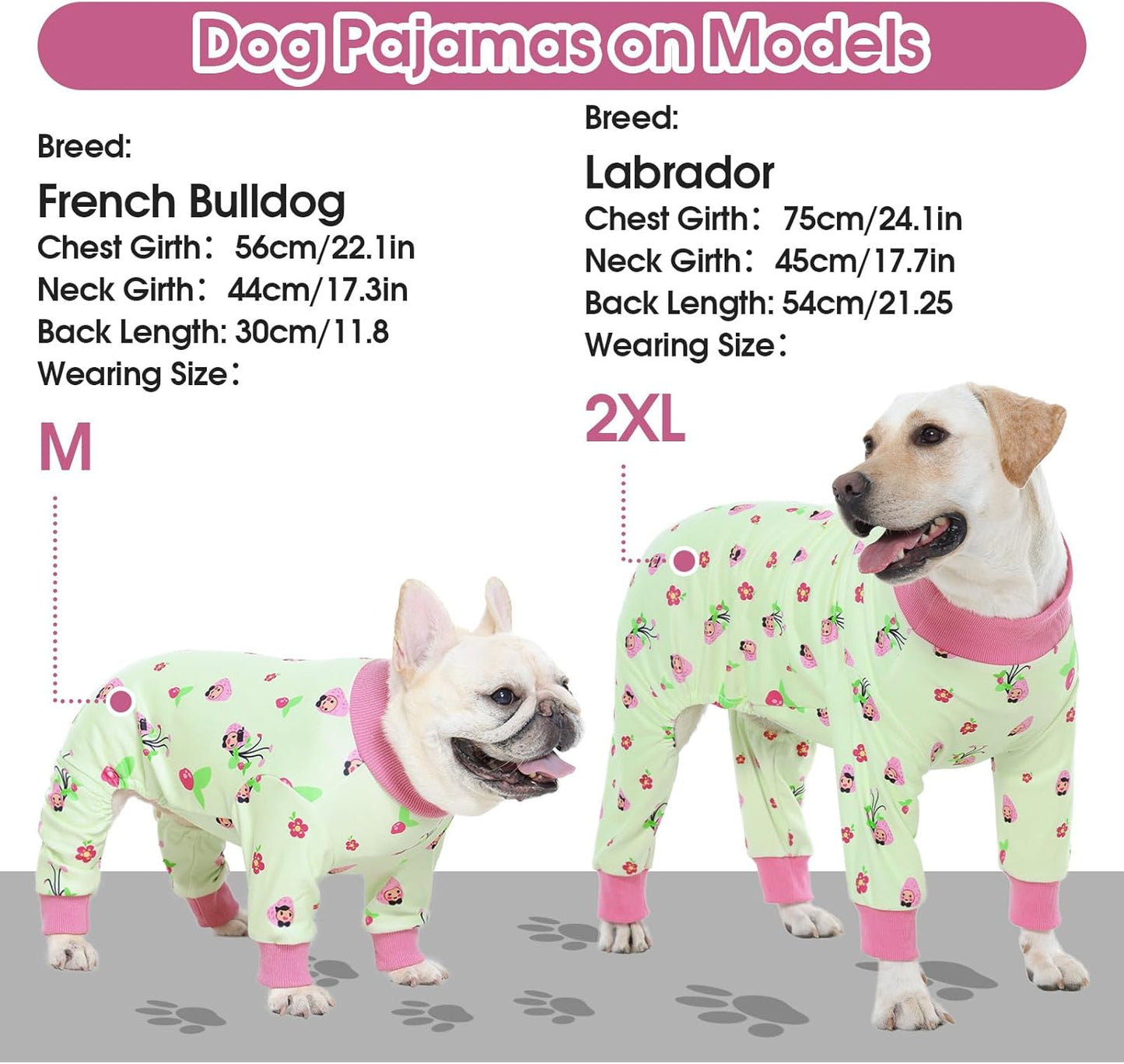 4-Legged Dog Pajamas for Medium & Large Dogs - Soft Cotton Dog Pjs Onesie with 4-Way Stretch, Cozy Breathable Pet Sleepwear for Cold Weather & Indoor Lounging - Green 5XL