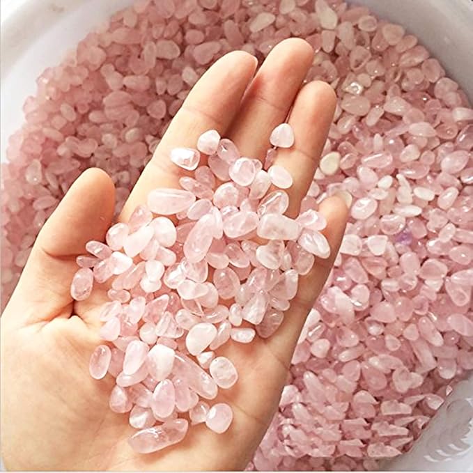 WAYBER 2 Lbs/920g Natural Pink Quartz Crystal Stones Irregular Aquarium Pebbles Rock Sands for Turtle Tank/Succulent Plants/Vase Decoration (Fill 2 Cups)